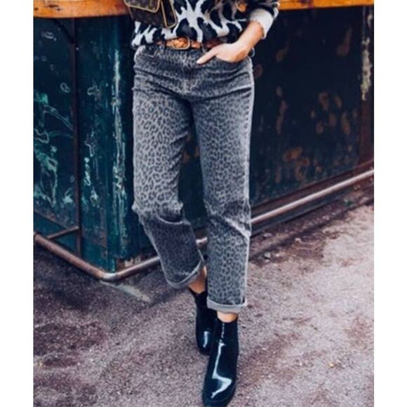 Pistola Wild Night Leopard Print Cropped Jeans Size 27 - Picture 1 of 14